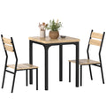 3-Piece Rustic Industrial Dining Set – Bar Table with 2 Slat-Back Chairs
