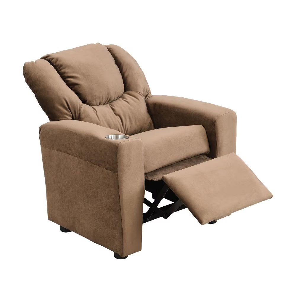 Kids Recliner Chair with Cup Holders – Upholstered Toddler Couch & Lounger