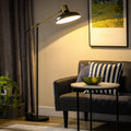 Adjustable Arc Floor Lamp – Industrial Black & Gold Living Room Light