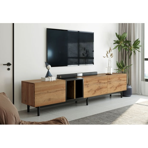 Modern TV Stand for 80" TVs – 76.8" Wide Entertainment Console with Storage