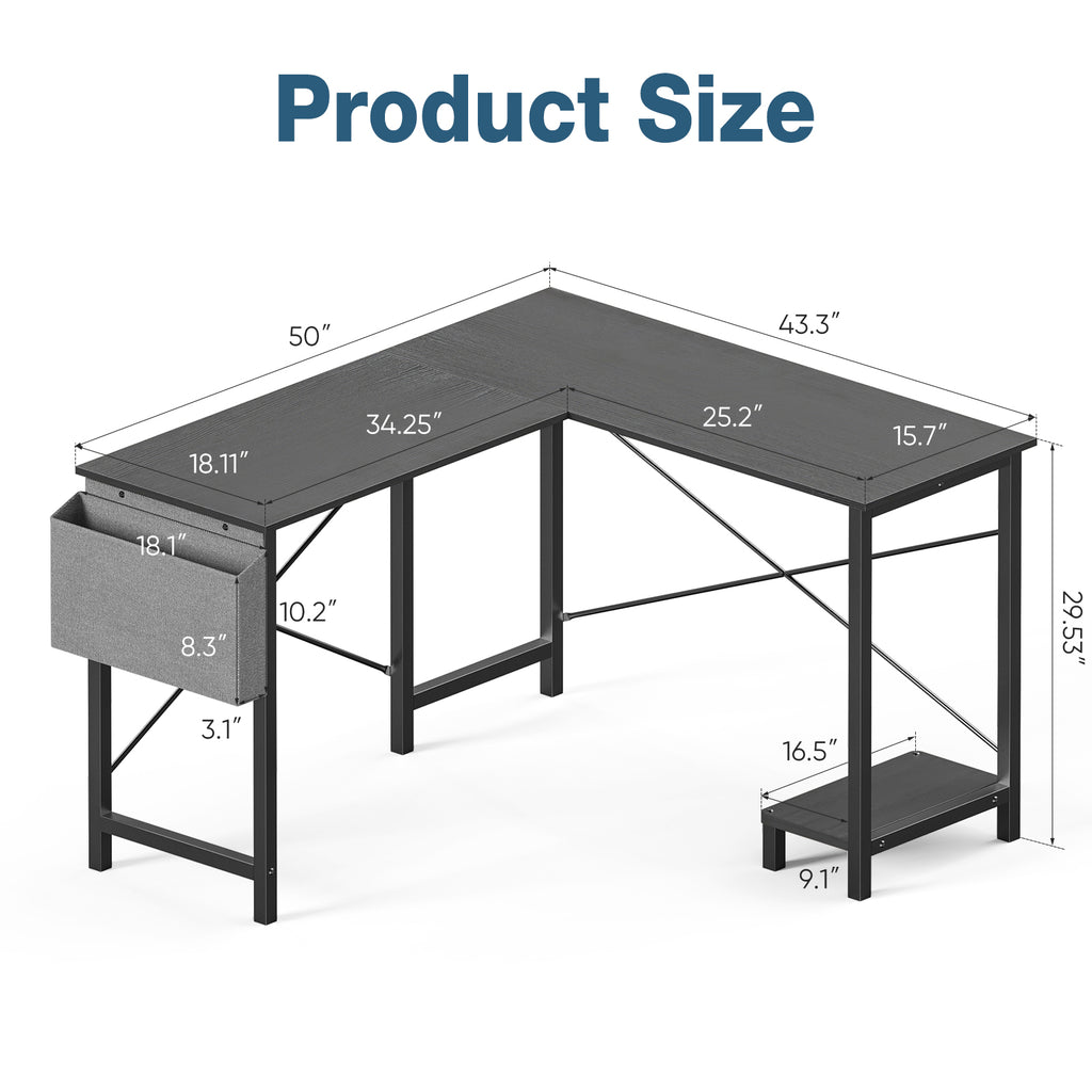 L-Shaped Computer Desk – Corner Gaming & Home Office Desk with Storage