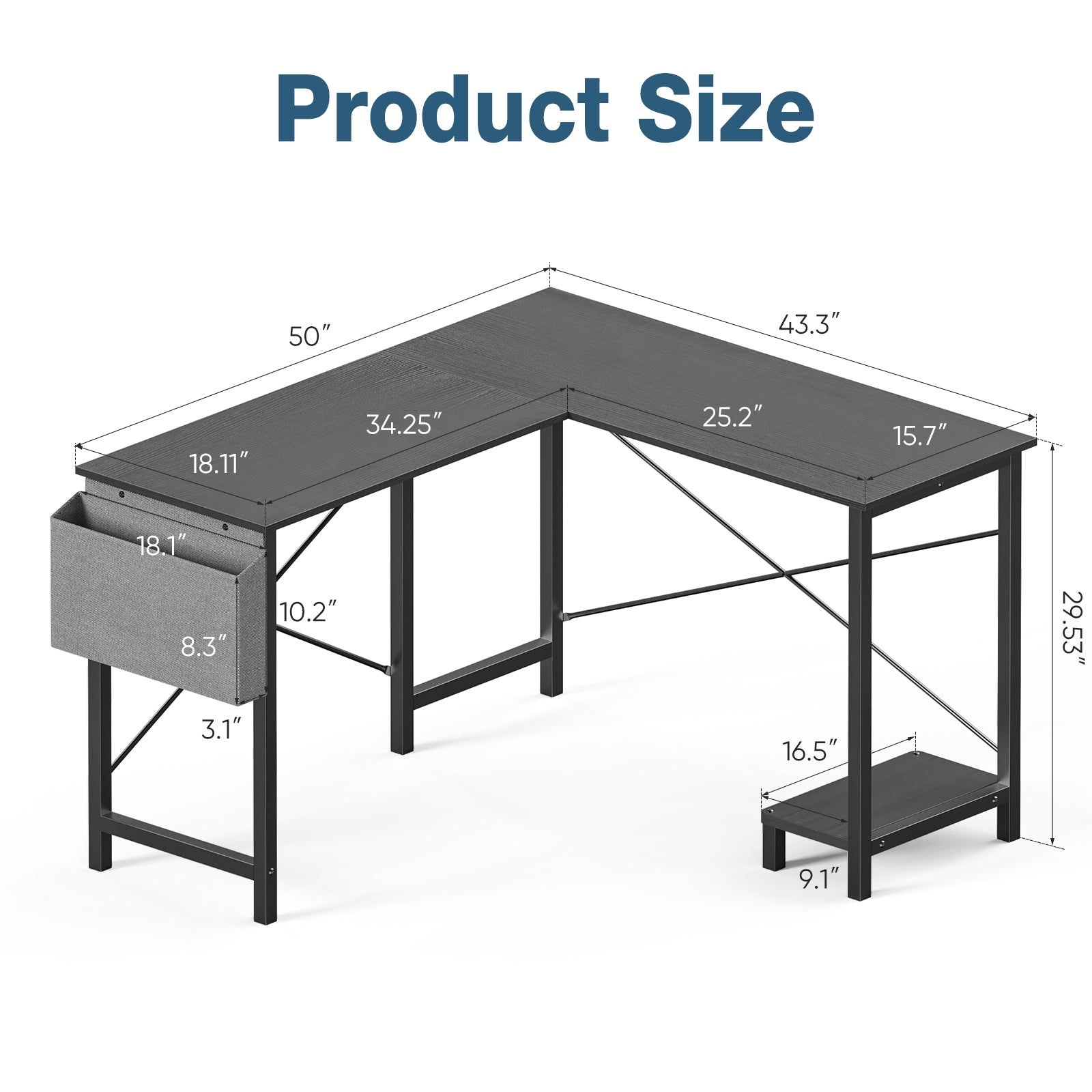 L-Shaped Computer Desk – Corner Gaming & Home Office Desk with Storage
