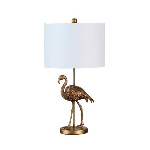 Matte Gold Flamingo Resin Table Lamp – 26" Decorative Bedside Light