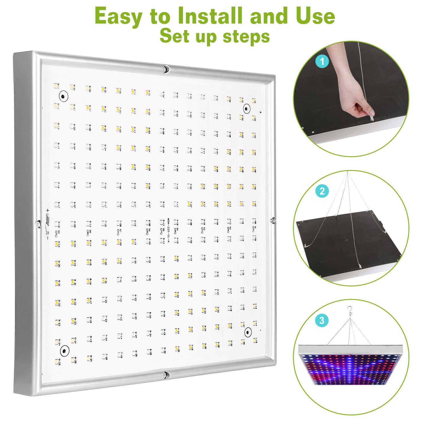 Full Spectrum LED Grow Light – 225 LEDs, 15W Hanging Plant Light