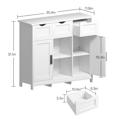 Wooden Storage Cabinet with Drawers & Shelves – Buffet, Coffee Bar & Living Room Cabinet