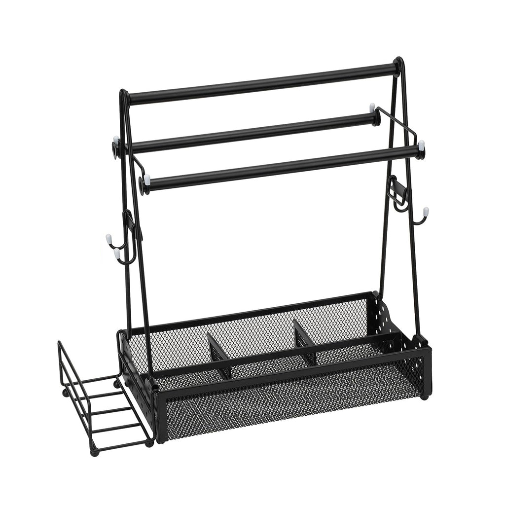 Grill Utensil Caddy with Paper Towel Holder – BBQ Organizer with Hooks & Basket