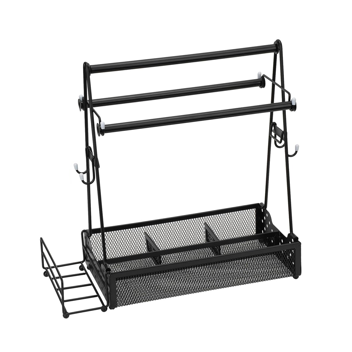 Grill Utensil Caddy with Paper Towel Holder – BBQ Organizer with Hooks & Basket