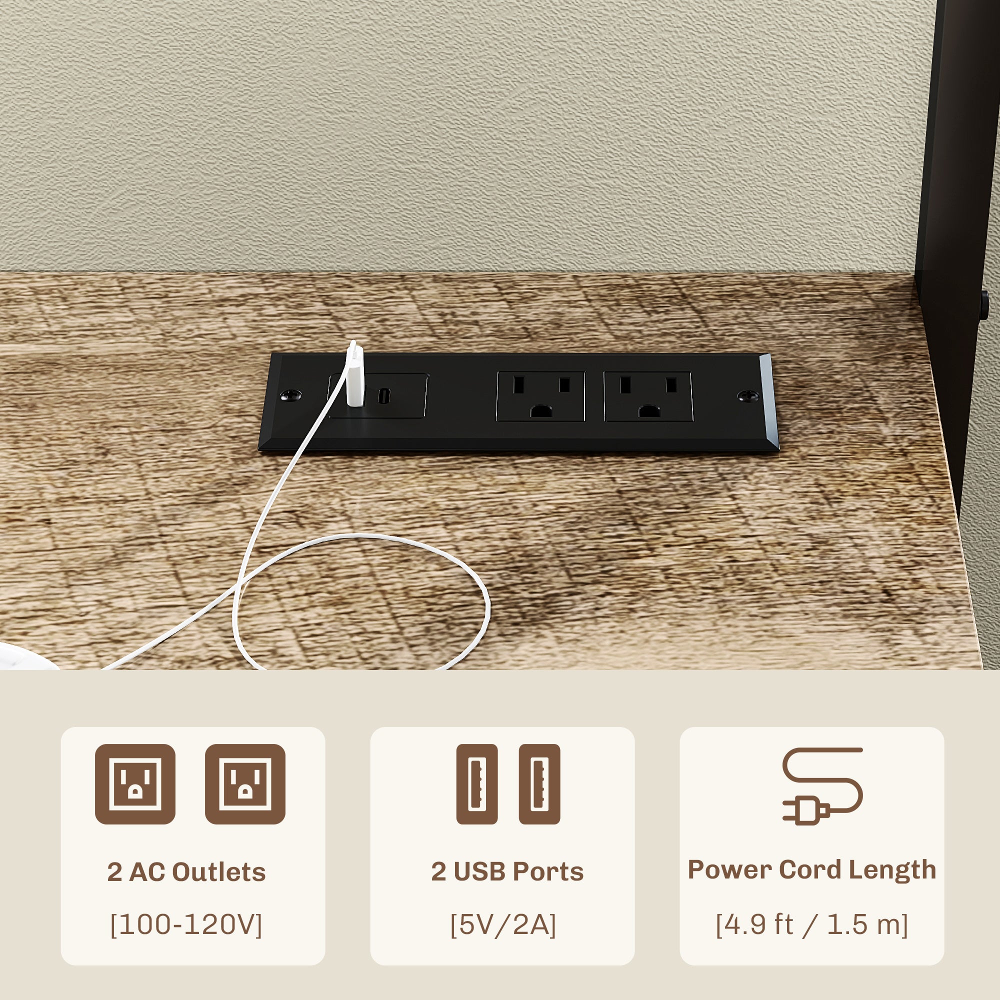 Baker’s Rack with Built-In Power Outlets – Kitchen Shelving with Cabinet & USB Charging