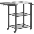 Stainless Steel Outdoor Grill Cart with Foldable Side Table – BBQ Station on Wheels
