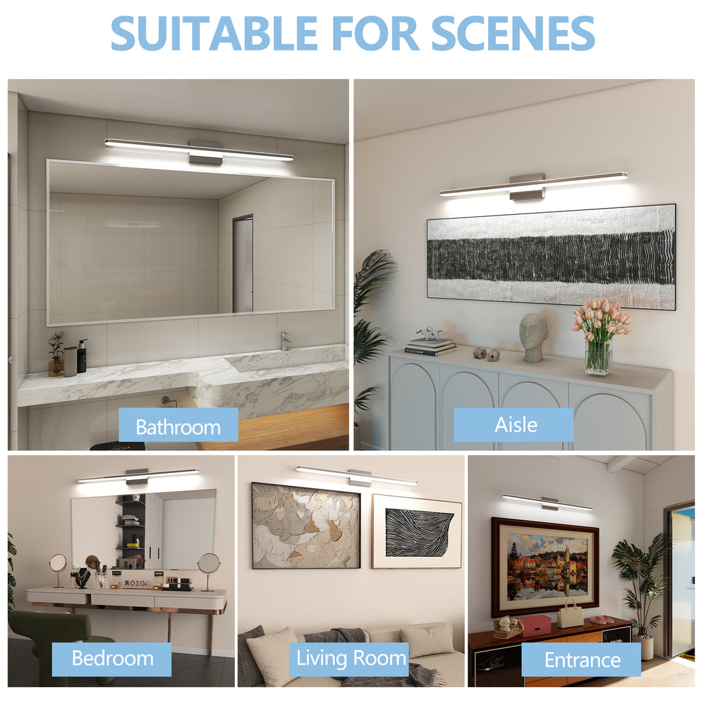 39" Dimmable Chrome LED Vanity Light – Modern Bathroom Bar Fixture