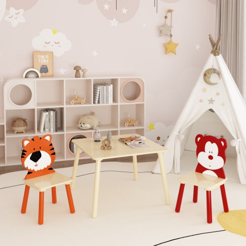 Solid Wood Kids Table & 2 Chair Set – Children’s Activity Play Table