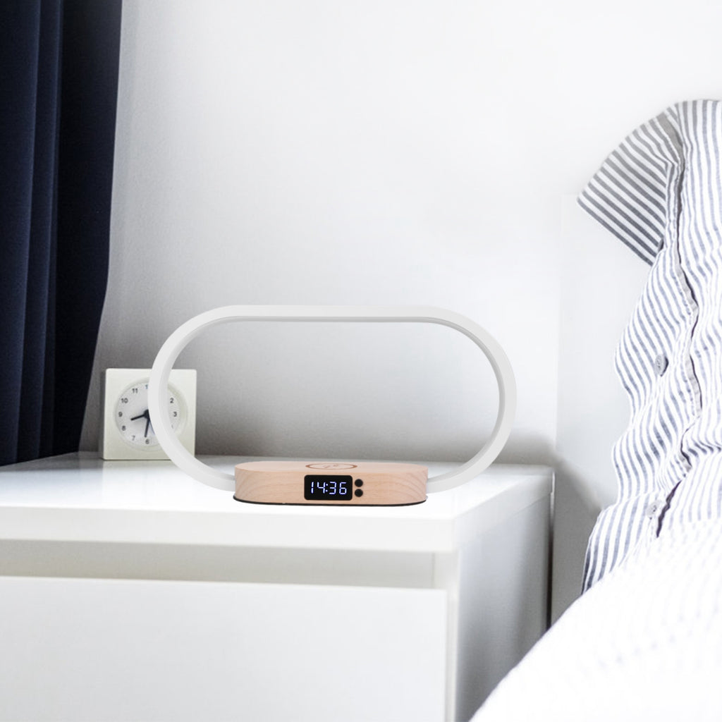Bedside Table Lamp with Touch Control, Digital Clock & Wireless Charging
