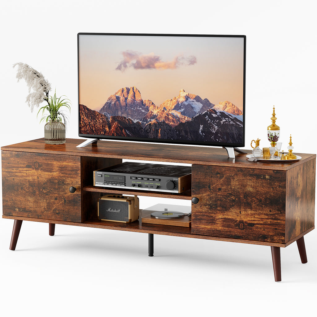 Modern TV Stand Cabinet – Fits Up to 60" TVs with Adjustable Shelving