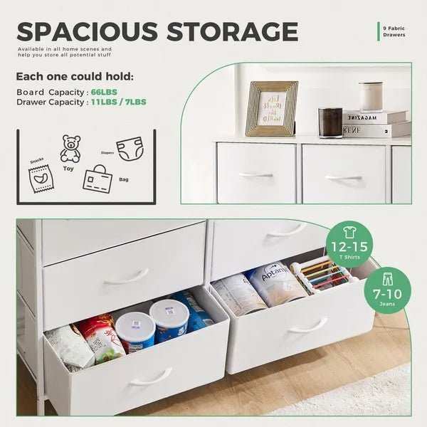 Tall White Dresser with Drawers – Bedroom Storage Cabinet