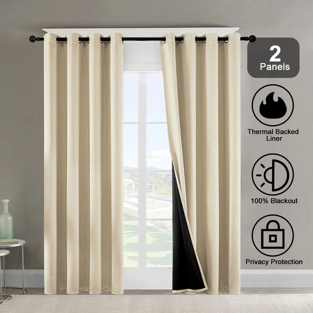 Blackout Curtains – Set of 2 Thermal Insulated Grommet Panels (52"x63")
