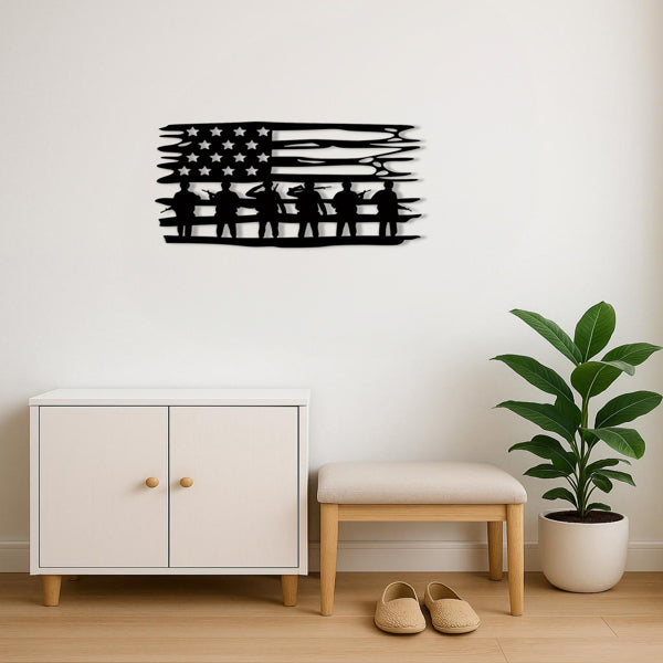 American Flag Metal Wall Art – Rustic Patriotic Home & Outdoor Decor