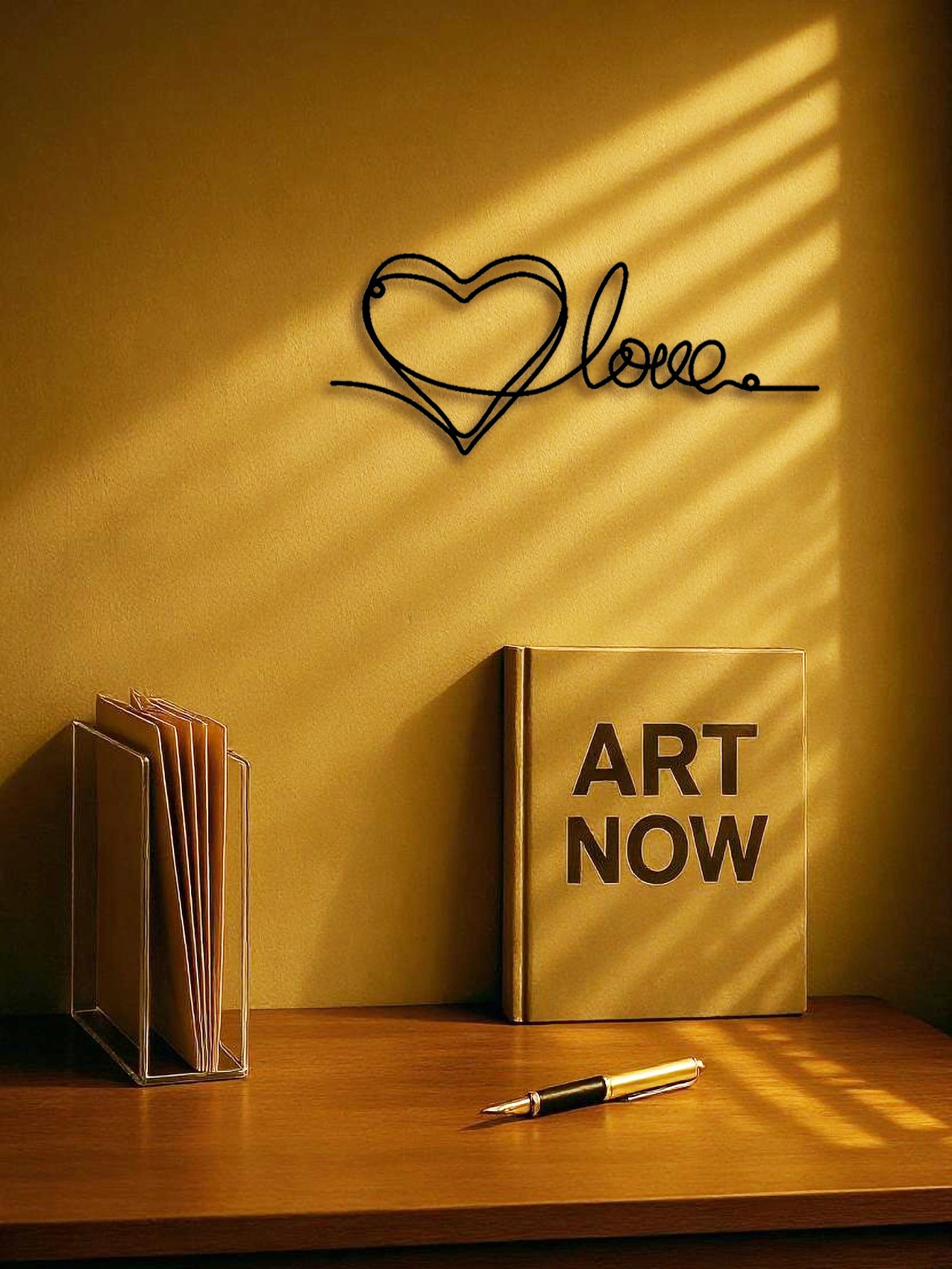 Metal Heart Wall Art – Minimalist Love Line Art Pendant Home Decor
