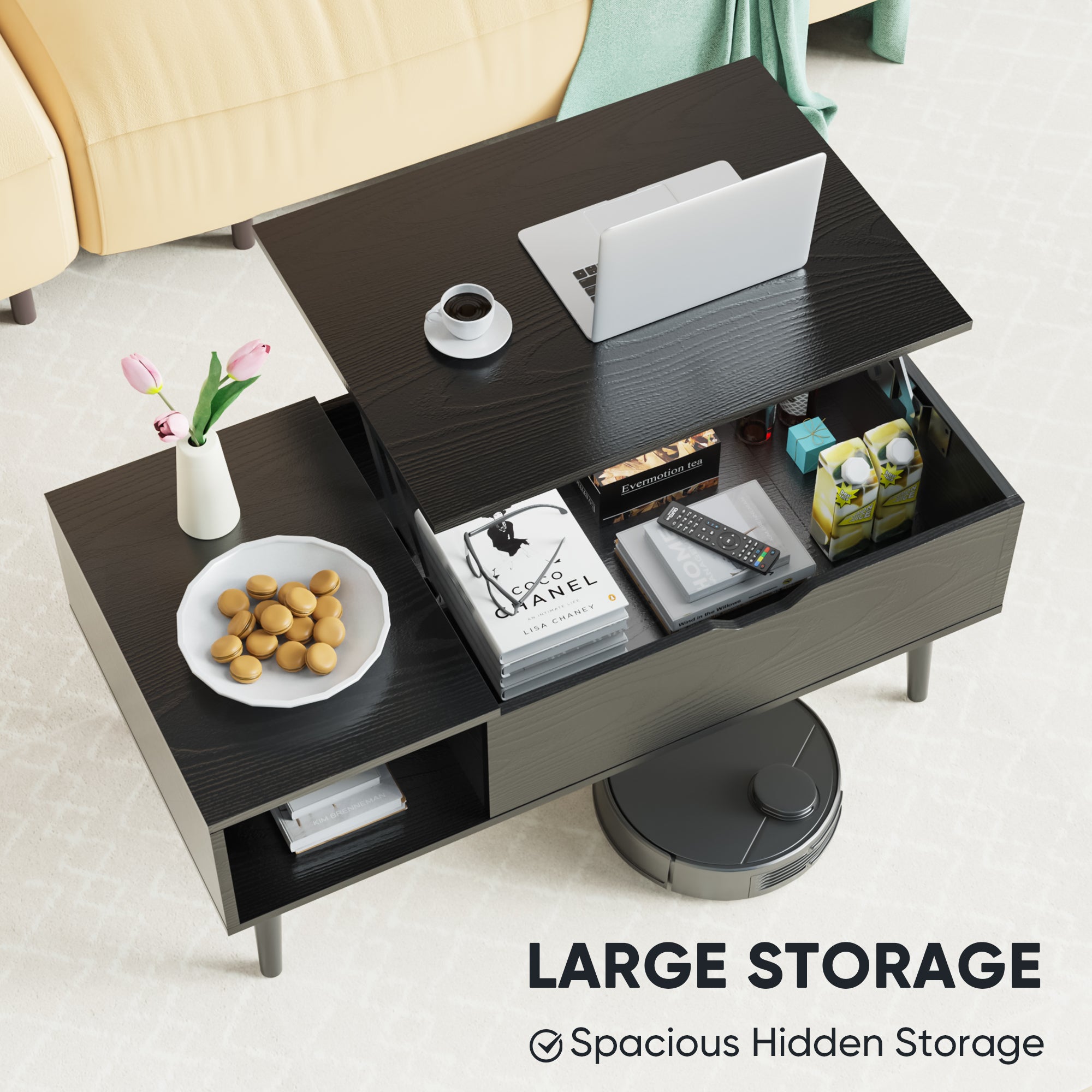 Lift-Top Coffee Table with Hidden Storage – Modern Living Room Table